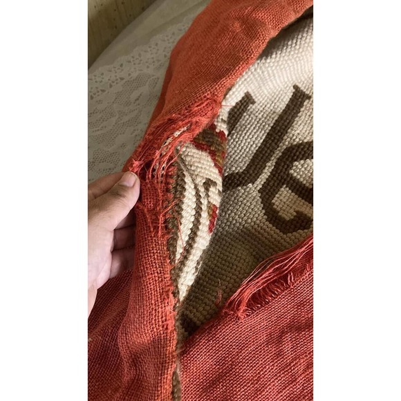 Vintage Handmade Hooked Rag Rug Style Welcome Rug Extra Large 35” X 26” - Picture 3 of 5